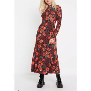 NWT Free People Cheetah Floral Retro Romance Maxi Dress